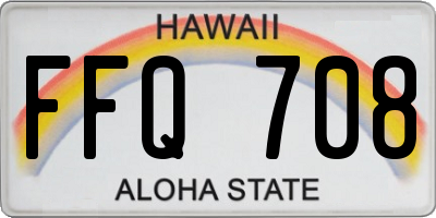 HI license plate FFQ708