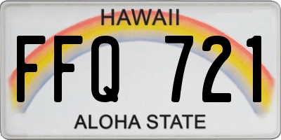 HI license plate FFQ721