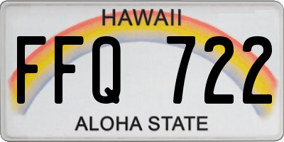 HI license plate FFQ722