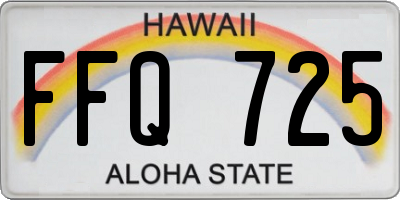 HI license plate FFQ725
