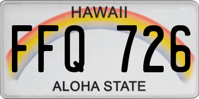 HI license plate FFQ726