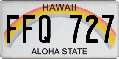 HI license plate FFQ727