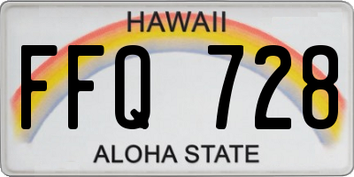 HI license plate FFQ728