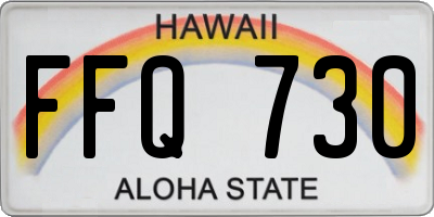 HI license plate FFQ730