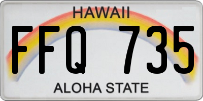 HI license plate FFQ735