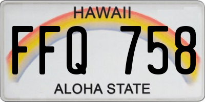HI license plate FFQ758