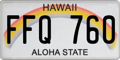 HI license plate FFQ760
