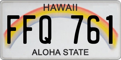 HI license plate FFQ761