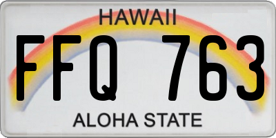 HI license plate FFQ763