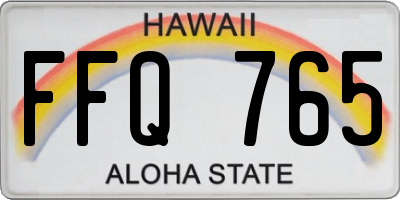 HI license plate FFQ765