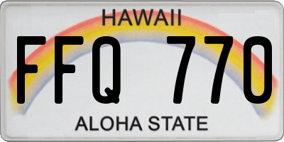 HI license plate FFQ770
