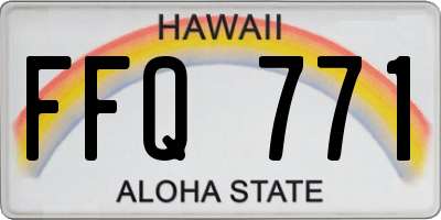 HI license plate FFQ771