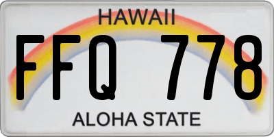 HI license plate FFQ778