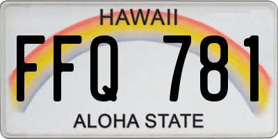 HI license plate FFQ781