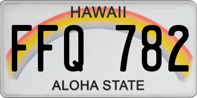 HI license plate FFQ782