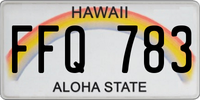 HI license plate FFQ783