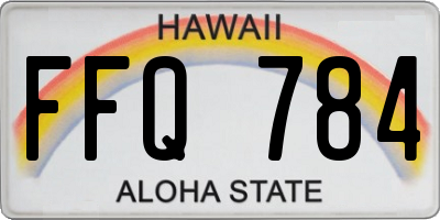 HI license plate FFQ784