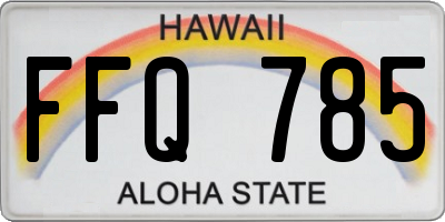 HI license plate FFQ785