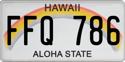 HI license plate FFQ786