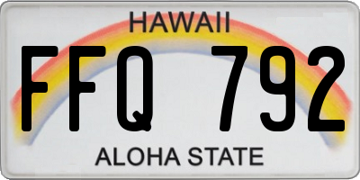 HI license plate FFQ792