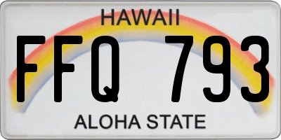 HI license plate FFQ793