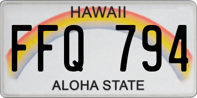 HI license plate FFQ794