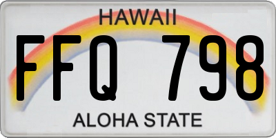 HI license plate FFQ798