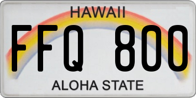 HI license plate FFQ800