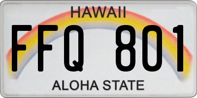 HI license plate FFQ801