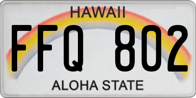 HI license plate FFQ802
