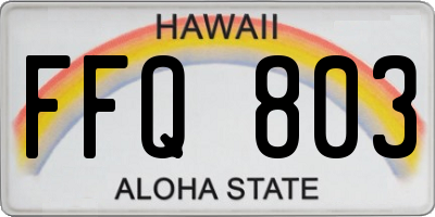 HI license plate FFQ803