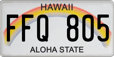 HI license plate FFQ805