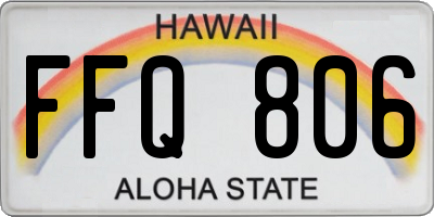HI license plate FFQ806