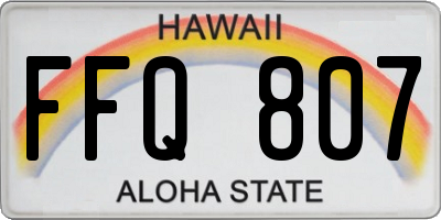 HI license plate FFQ807