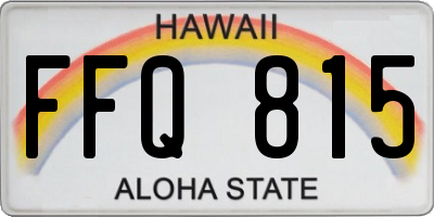 HI license plate FFQ815
