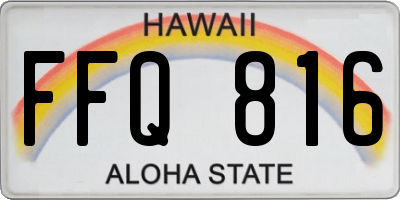 HI license plate FFQ816