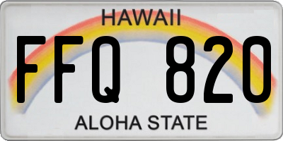 HI license plate FFQ820