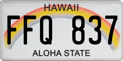 HI license plate FFQ837