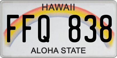 HI license plate FFQ838
