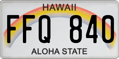 HI license plate FFQ840