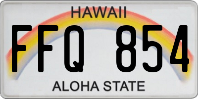 HI license plate FFQ854