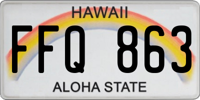 HI license plate FFQ863