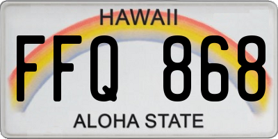 HI license plate FFQ868