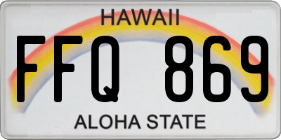 HI license plate FFQ869