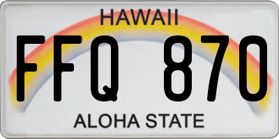 HI license plate FFQ870