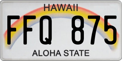 HI license plate FFQ875