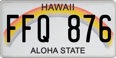 HI license plate FFQ876