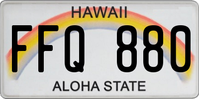HI license plate FFQ880