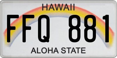 HI license plate FFQ881