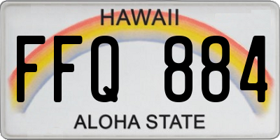HI license plate FFQ884